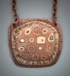 Bronze/copper/steel Mokume Gane pendant 1.50 high x  1.25" wide  on a 19 copper cable chain.  $155