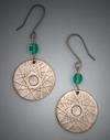 Sunburst Earrings ; Bronze sunburst earrings, 1 Dia., with 5mm solid bronze ball or 5mm Swarovski crustal; Niobium ear wires.