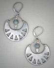 Steel Crescent Earings w/5mm Labradorite bead