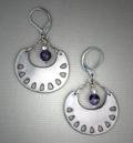 Steel Crescent Earrings with 5mm Amethyst bead.
