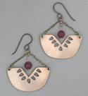 Bronze earrings with 4mm Swarovski red crystal. Very light weight ;  H= 1 1/4"  W= 1 3/8" to base of ear wire.