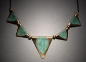 5 Leaf Necklace;  Bronze necklace with 5 triangular leaves.
