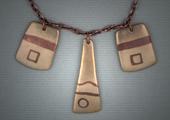3 Piece Bronze pendant with Copper inlay