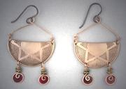 Bronze Star Earrings with red resin spirals