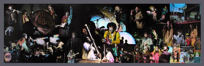 Monterey Pop Festival Mural Installation at the Los Angeles Free Clinic  5 ft. x 15 ft. by Jill Gibson 1992 ©
