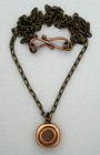 Mokume bead_copper/bronze .50” x .50”,  chain 18”