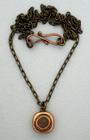 Mokume bead_copper/bronze .50 x .50,  chain 18